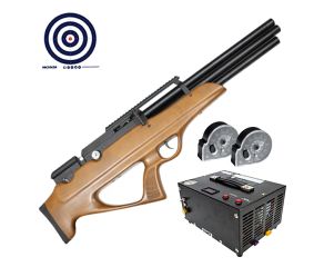 Carabina PCP Nova Vista Bullpup Behemoth PS-R3-SF Wood 5.5mm + Compressor de Ar + Magazine + Alvos