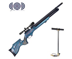 Carabina PCP Effecto PX-5 PRO Laminado Azul 5.5mm + Bomba Manual PCP Tuxing + Luneta 6-24x50 + Alvos