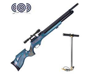 Carabina PCP Effecto PX-5 PRO Laminado Azul 5.5mm + Bomba Manual PCP + Luneta Rossi 3-9x40 + Alvos