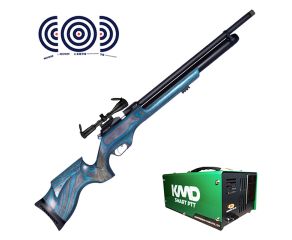 Carabina PCP Effecto PX-5 PRO Laminado Azul 5.5mm + Compressor de AR KMD + Luneta 4-12x42 + Alvos