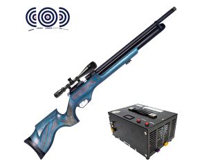 Carabina PCP Effecto PX-5 PRO Laminado Azul 5.5mm + Compressor + Luneta 6-24x50 + Alvos