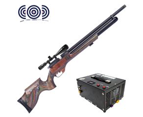 Carabina PCP Effecto PX-5 PRO Laminado Verde 5.5mm + Compressor + Luneta 6-25x50 + Alvos