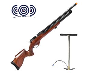 Carabina PCP Effecto PX-5 PRO Wood 5.5mm + Bomba Manual PCP + Alvos