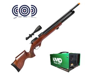 Carabina PCP Effecto PX-5 PRO Wood 5.5mm + Compressor de AR KMD + Luneta 6-24x50 + Alvos