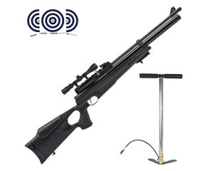 Carabina PCP Hatsan AT44 10 - 5.5mm + Bomba Manual PCP + Luneta 3-9x40 SFP + Alvos