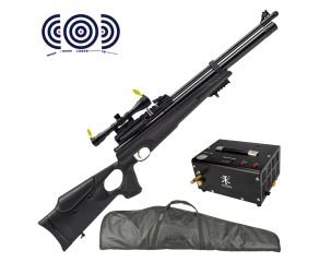Carabina PCP Hatsan AT44 10 - 5.5mm + Compressor de Ar + Luneta Flash 4x32 + Capa Magnum LC + Alvos