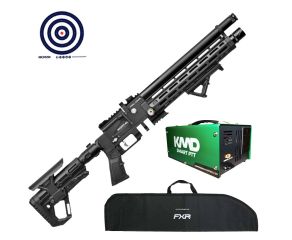 Carabina PCP Kral Arms Puncher Mortal X Tactical 5.5mm + Compressor de Ar KMD + Capa FXR +  Alvos