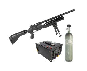 Carabina PCP Kral Arms Puncher Bigmax X Black 7.62mm + Cilindro Scuba + Compressor PCP Portátil FXR