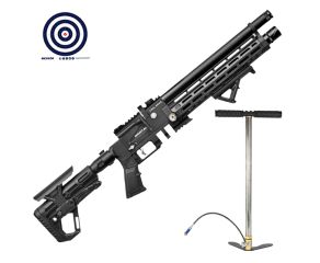 Carabina PCP Kral Arms Puncher Mortal X Tactical 5.5mm + Bomba Manual PCP + Alvos