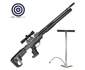 Carabina PCP Puncher Rambo S Kral Arms Pump 5.5mm + Bomba Manual PCP + Luneta 3-9x40 + Alvos