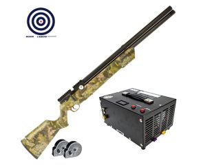 Carabina PCP Leviathan PS-R2 Nova Vista Camuflada 5.5mm + Compressor de Ar + Magazine + Alvos