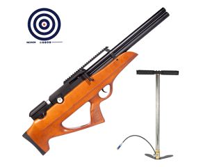 Carabina PCP Nova Vista Bullpup Behemoth PS-R2-SF Wood 5.5mm + Bomba Manual PCP + Alvos
