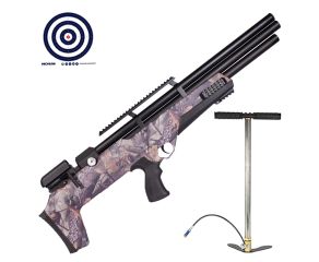 Carabina PCP Nova Vista Bullpup Behemoth PS-R3-S Camuflada 5.5mm + Bomba Manual PCP + Alvos