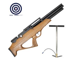 Carabina PCP Nova Vista Bullpup Behemoth PS-R3-SF Wood 5.5mm + Bomba Manual PCP +  Alvos