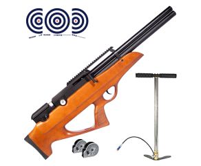 Carabina PCP Nova Vista Bullpup Behemoth PS-R2-SF Wood 5.5mm + Bomba Manual PCP + Magazine + Alvos