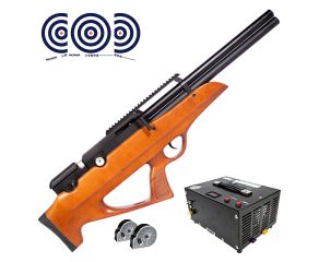 Carabina PCP Nova Vista Bullpup Behemoth PS-R2-SF Wood 5.5mm + Compressor de Ar + Magazine + Alvos