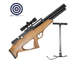Carabina PCP Nova Vista Bullpup PS-R3-SF Wood 5.5mm + Bomba Manual PCP + Luneta 4x32 + Alvos