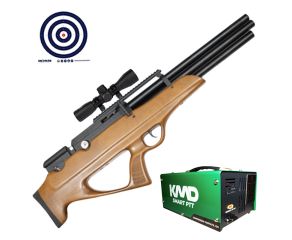 Carabina PCP Nova Vista Bullpup PS-R3-SF Wood 5.5mm + Compressor de AR + Luneta 4x32 + Alvos