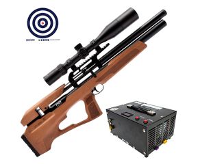 Carabina PCP P35X Evolution Artemis 5.5mm + Luneta 6-24x50 + Compressor de Ar Portatil + Alvos