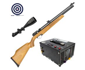 Carabina PCP PR900W G2 5.5mm VR +  Compressor de Ar Portátil + Luneta 6-24x50 11mm + Alvos