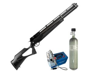 Carabina PCP R8 Black Standard Rossi 6.35mm + Cilindro Scuba PCP 3L + Compressor PCP 110V