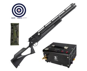 Carabina PCP Rossi R8 Black VR 5.5mm + Compressor de Ar Portatil + Kit de Limpeza + Alvos