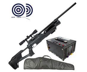 Carabina de Pressao PCP Reximex Accura 5.5mm + Luneta 3 9x40 + Compressor de Ar + Capa LC + Alvos