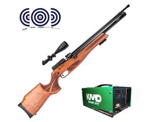 Carabina PCP Reximex Daystar Wood 5.5mm + Compressor de AR KMD + Luneta 6-24x50 + Alvos