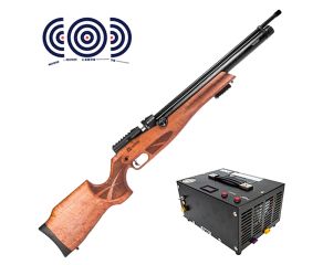 Carabina PCP Reximex Daystar Wood 5.5mm + Compressor de Ar Portatil + Alvos