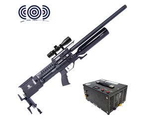 Carabina PCP Reximex Meta Premium 5.5mm + Luneta 3-12x44 FFP + Compressor de Ar Portatil + Alvos