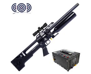 Carabina PCP Reximex Throne Gen 2 5.5mm + Compressor de Ar Portatil + Luneta 4x32 + Alvos