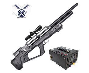 Carabina PCP Reximex Zone 5.5mm + Luneta 3-12x44 FFP + Compressor de Ar Portatil + Alvos