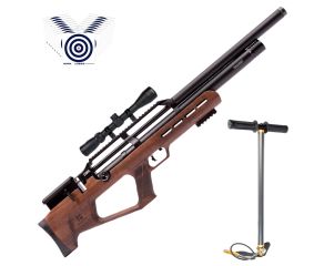 Carabina PCP Reximex Zone Wood 5.5mm + Bomba Manual PCP + Luneta 3-9x40 SFP + Alvos