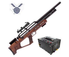 Carabina PCP Reximex Zone Wood 5.5mm + Compressor de Ar Portatil + Luneta ER 1-6x24 IR + Alvos
