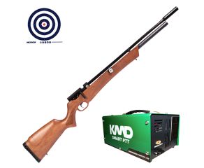 Carabina PCP Rossi Outlander Madeira 5.5mm + Compressor de AR KMD + Alvos