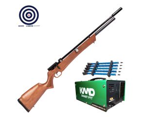 Carabina PCP Rossi Outlander Madeira 5.5mm + Compressor de AR KMD + Flechas PCP + Alvos