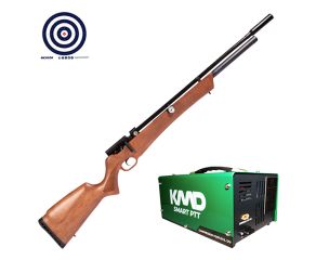 Carabina PCP Rossi Outlander VR Madeira 5.5mm + Compressor de AR KMD + Alvos