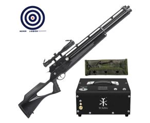 Carabina PCP Rossi R8 Black VR 5.5mm + Compressor Portatil + Luneta 4-16x44 + Kit de Limpeza + Alvos