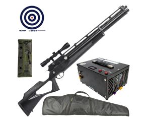 Carabina PCP Rossi R8 Black VR 5.5mm + Luneta 3-9x40 + Capa + Kit Limpeza + Compressor de Ar + Alvos