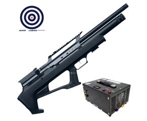 Carabina PCP Zeon Effecto Bullpup 5.5mm + Compressor de Ar Portátil + Alvos