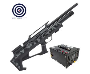 Carabina PCP Zeon Effecto Bullpup Camuflada 5.5mm + Compressor de Ar Portátil + Alvos