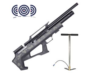 Carabina PCP Zeon Effecto Bullpup Camuflado Verde 5.5mm + Bomba Manual PCP + Alvos