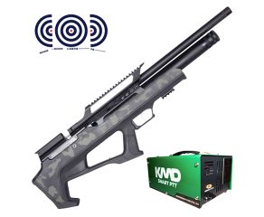 Carabina PCP Zeon Effecto Bullpup Camuflado Verde 5.5mm + Compressor de AR KMD + Alvos