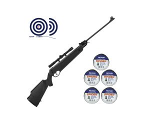 Carabina de Pressao Rossi Dione 4G 5 5mm + Luneta 4x20 Thunder Outdoors + Chumbos + Alvos