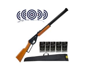 Carabina de Pressao Rossi Cowboy Lever Action Wood 4.5mm + Esferas + Capa Rossi 45p + Alvos