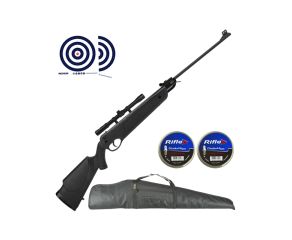 Carabina de Pressao Rossi Dione 4G Nitro 4 5mm + Luneta 4x20 + Capa Universal LC + Chumbos + Alvos