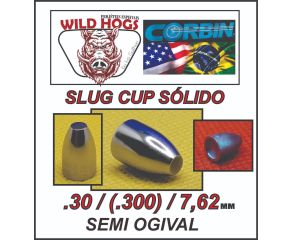 Chumbinho 7.62mm Wild Hogs Slug Cup Sólido (.30) 58 Grains 200 Un