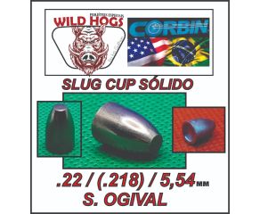 Chumbinho 5.5mm Wild Hogs Slug Cup Sólido (.218) 23 Grains 250 Un