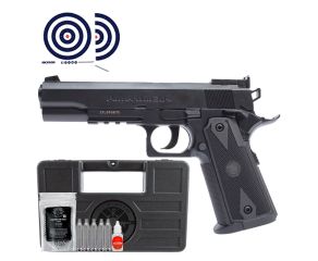 Pistola Rossi 1911 Tactical PowerWin 304 CO2 6mm + Case Rigido + Esferas + Oleo + CO2 + Alvos