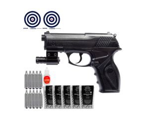 Pistola de Pressão CO2 R11 (C11) Rossi 6mm + Mira Laser + Co2 + Esfera de Aço LC + Óleo + Alvos